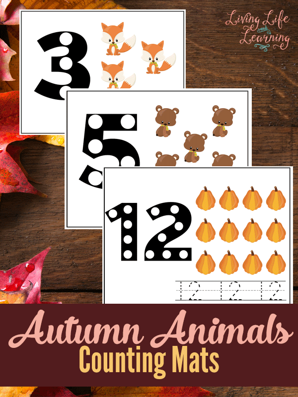 FREE Autumn Animals Counting Mats