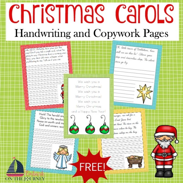 FREE Christmas Carols Copywork and Handwriting Pages