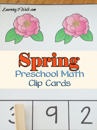 Free Spring Preschool Math Clip Cards