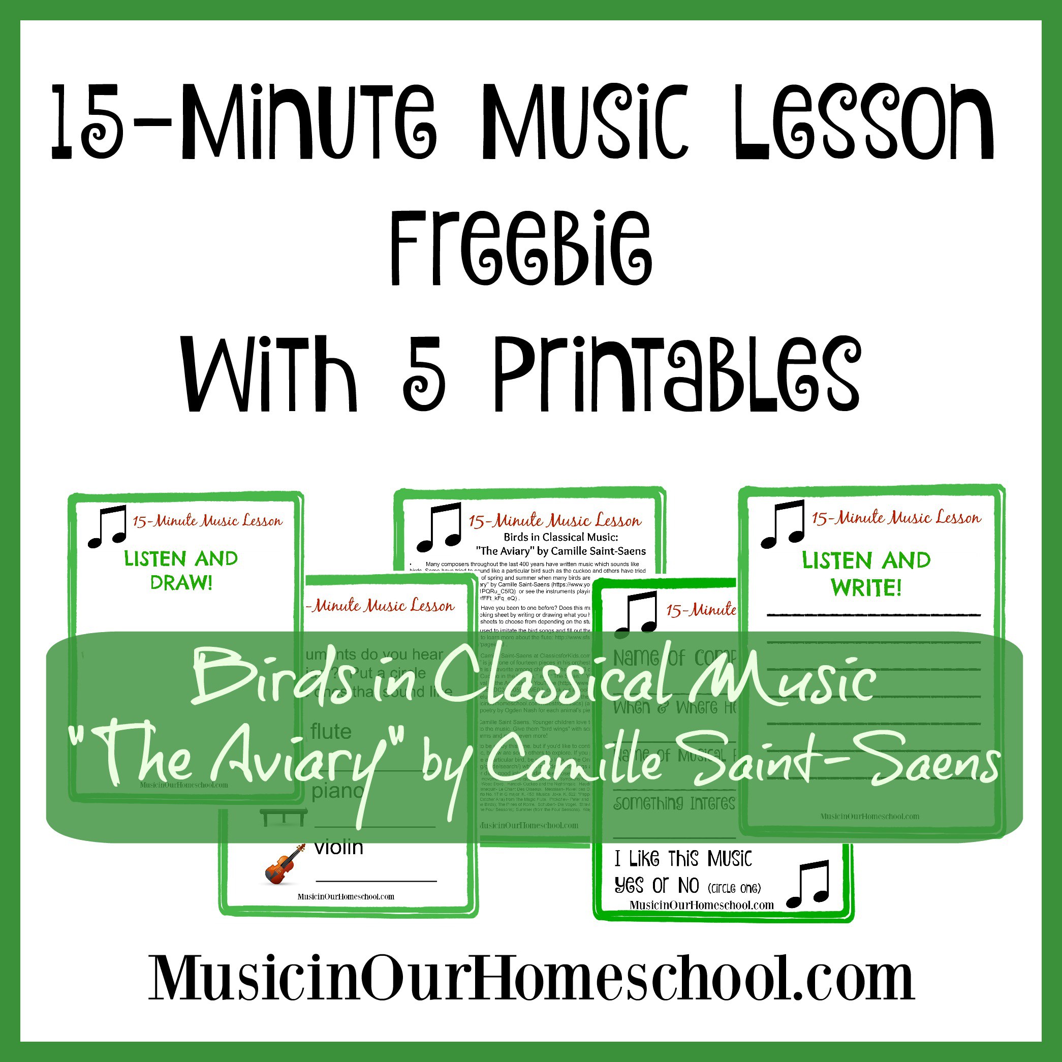 Free 15-Minute Music Lesson on Birds in Classical Music (with printables)