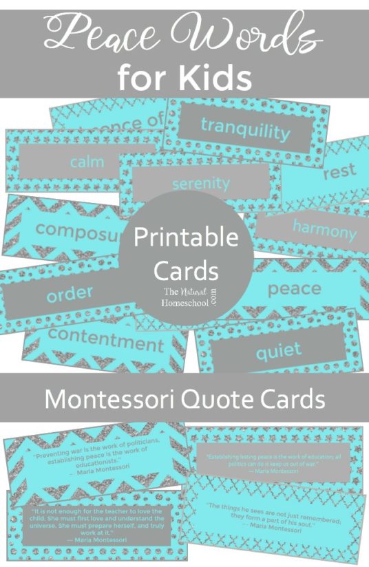 Peace Words for Kids {Printable Cards} - The Homeschool Village