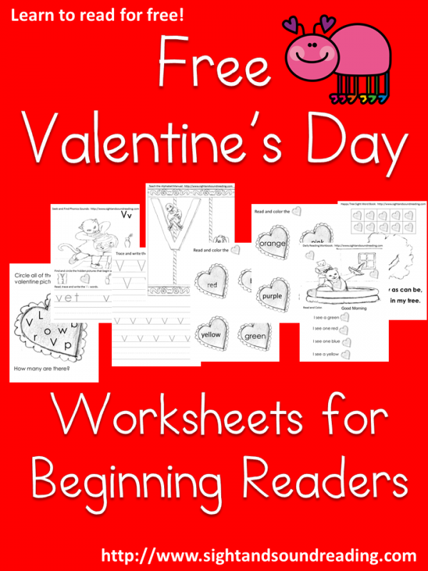 Fun, Free Valentine’s Day Worksheets for Beginning Readers