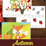FREE Autumn Animals Counting Cards & Puzzles