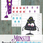 Monster Preschool Math Worksheets {freebie}