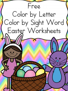 Free Easter Color By Letter & Sight Word Worksheets