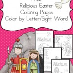 Free Religious Easter Color by Letter and Sight Word Worksheets