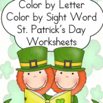 Free St. Patrick's Day Color by Letter and Sight Word Worksheets