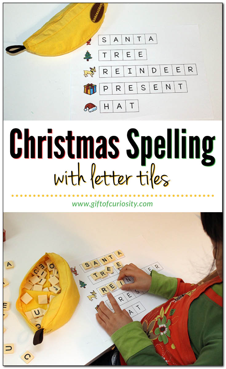 Christmas Spelling Activity Using Letter Tiles